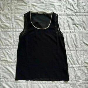 Mystree Black see through lace tank top women's size small classic gothic